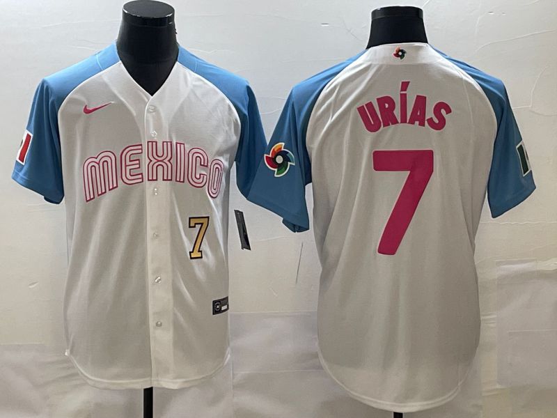 Men 2023 World Cub Mexico #7 Urias White blue Nike MLB Jersey18->more jerseys->MLB Jersey